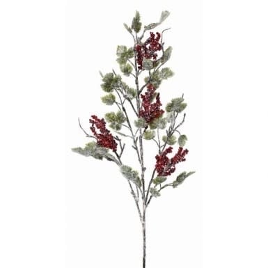 36" Frosted Mini Grape Leaf & Berries Spray
