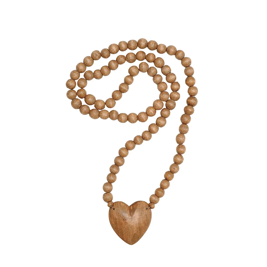 36" Hand-Carved Rosary with Heart