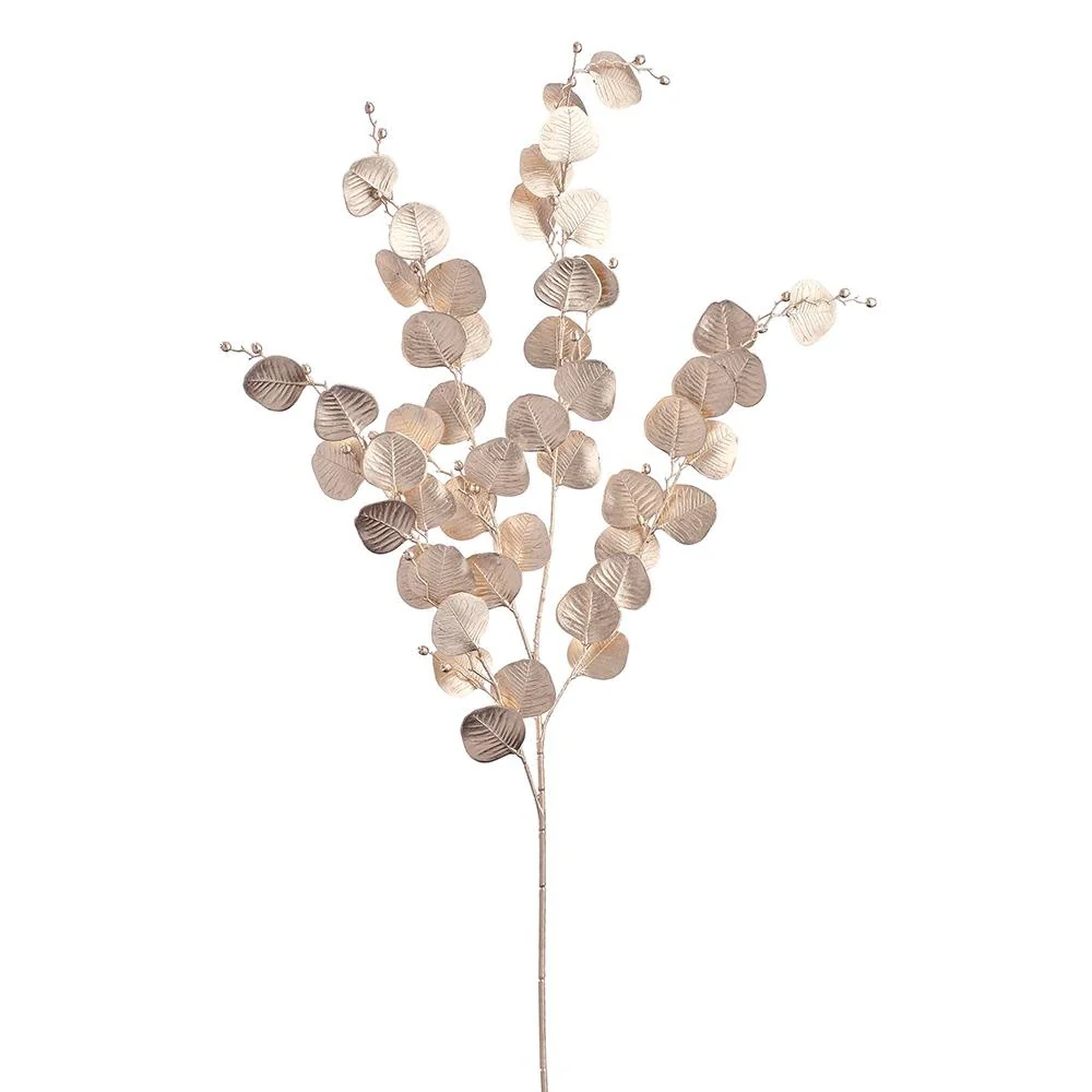 39” Metallic Eucalyptus Spray Champagne