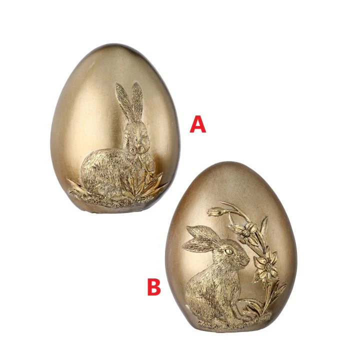 4.5" Resin Golden Egg with Bunny Embossed - Sold Individually