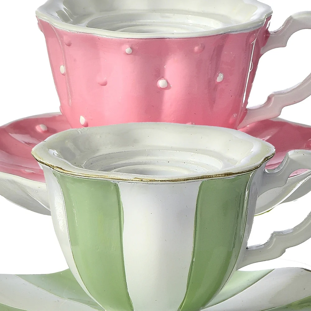 4.5" Resin Tea Cup Taper Candle Holder - Sold Individually - Image 2