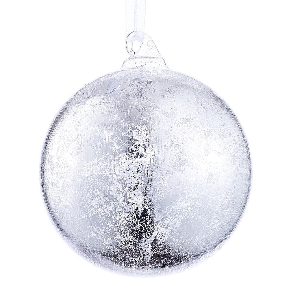 4” Glass Ball Ornament Silver
