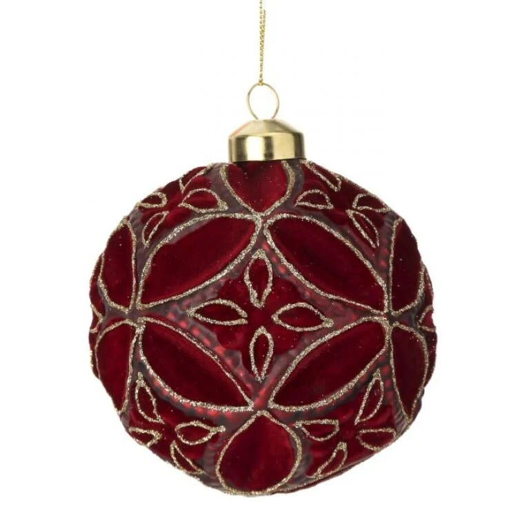 4" Glass Fleurette Glitter Ornament - Image 2