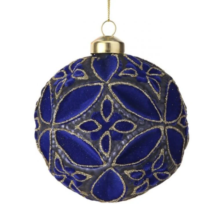 4" Glass Fleurette Glitter Ornament - Image 4