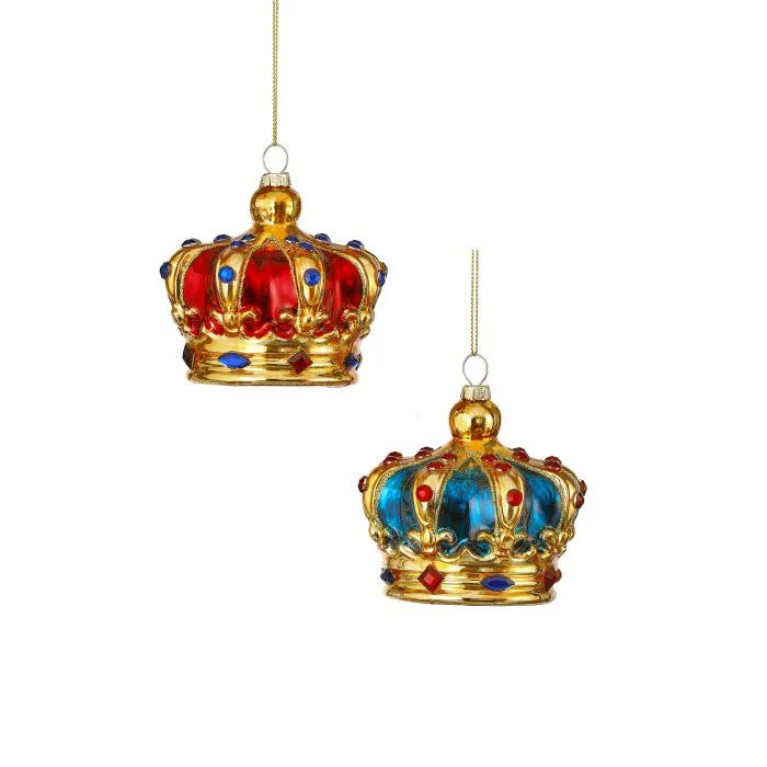 4" Glass Jewel Crown Ornament - Sold Individually