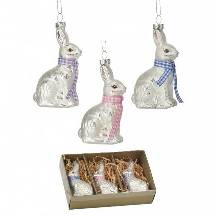 4" Glass Spring Bunny Ornament - Sold Individually