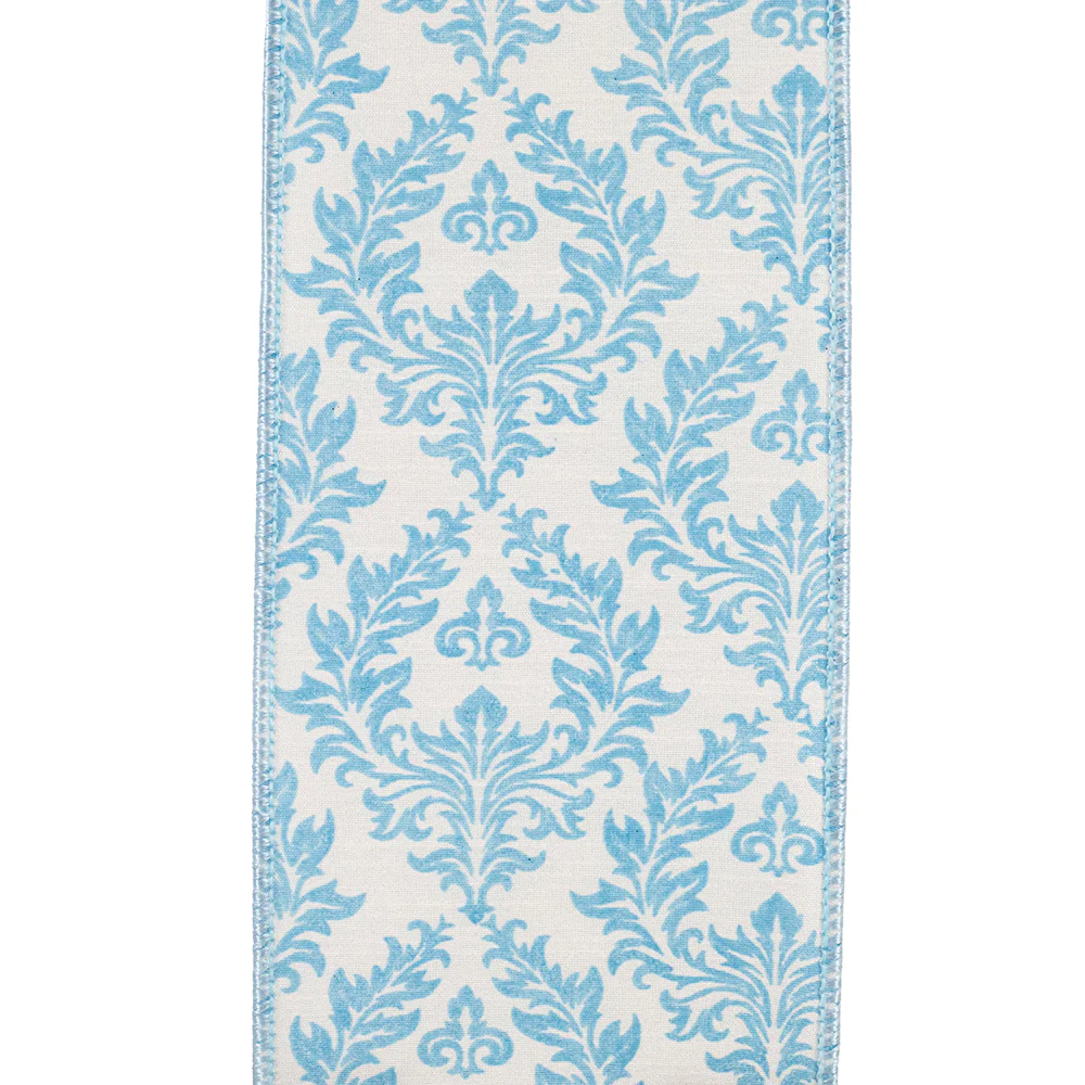 4 Inch Filigree Regal Crest Deluxe Wired Edge White-Blue - Image 2