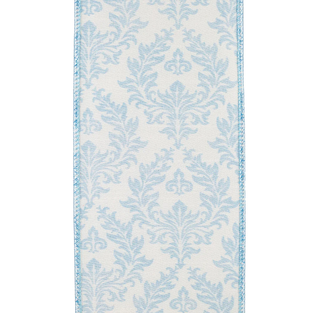 4 Inch Filigree Regal Crest Deluxe Wired Edge White-Blue - Image 3