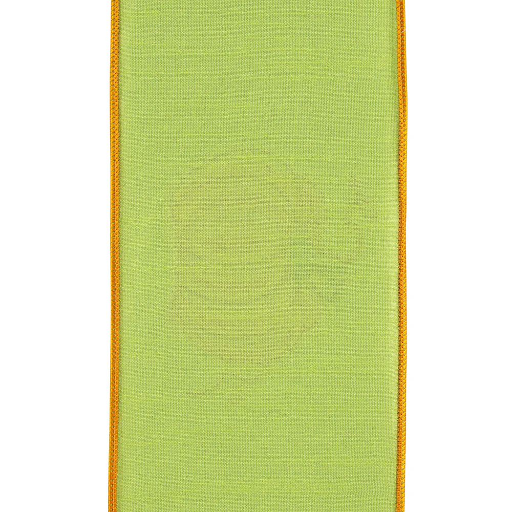 4 Inch Pumpkin Sequin Deluxe Wired Edge Citrus Ribbon - Image 3