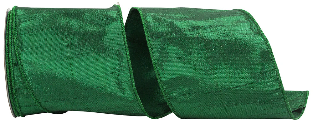 4" Metallic Dupioni Texture Colors Wired Edge Ribbon