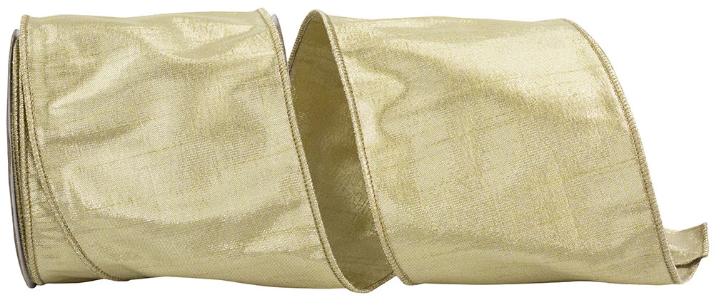 4" Metallic Dupioni Texture Colors Wired Edge Ribbon - Image 2