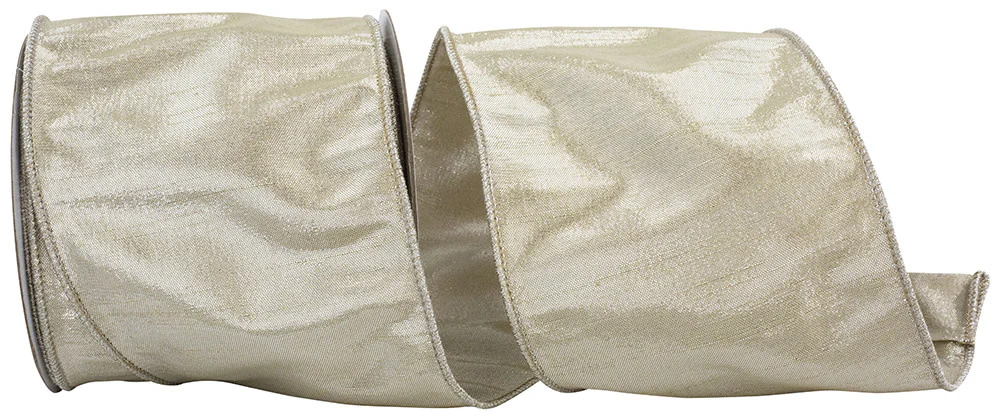4" Metallic Dupioni Texture Colors Wired Edge Ribbon - Image 4
