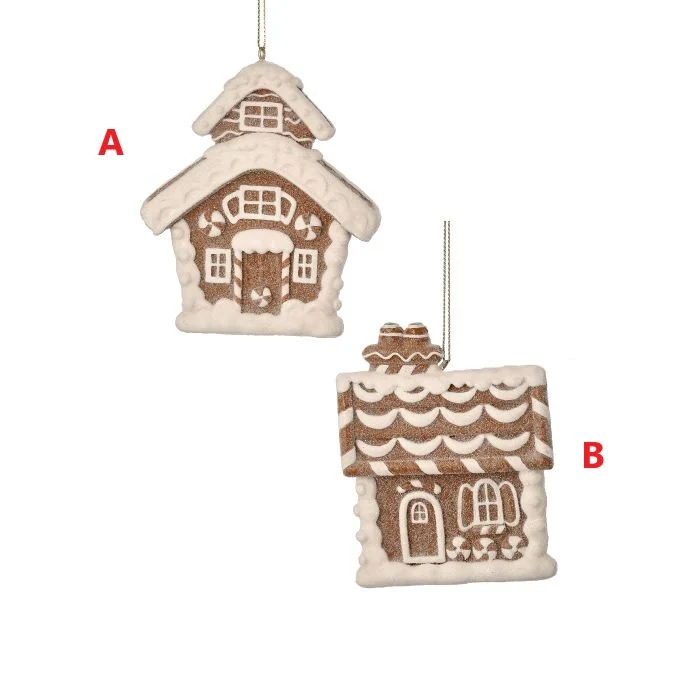 4" Resin Gingerbread House Ornament - Sold Individually