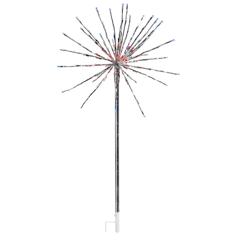 4’ Silver Starburst With Red, White and Blue Lights Stake