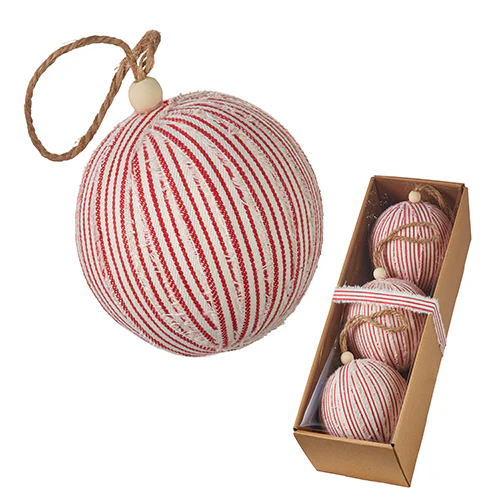 4" Ticking Stripe Ornaments