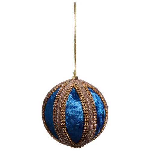 4" Velvet Jeweled Ball Ornament - Image 2