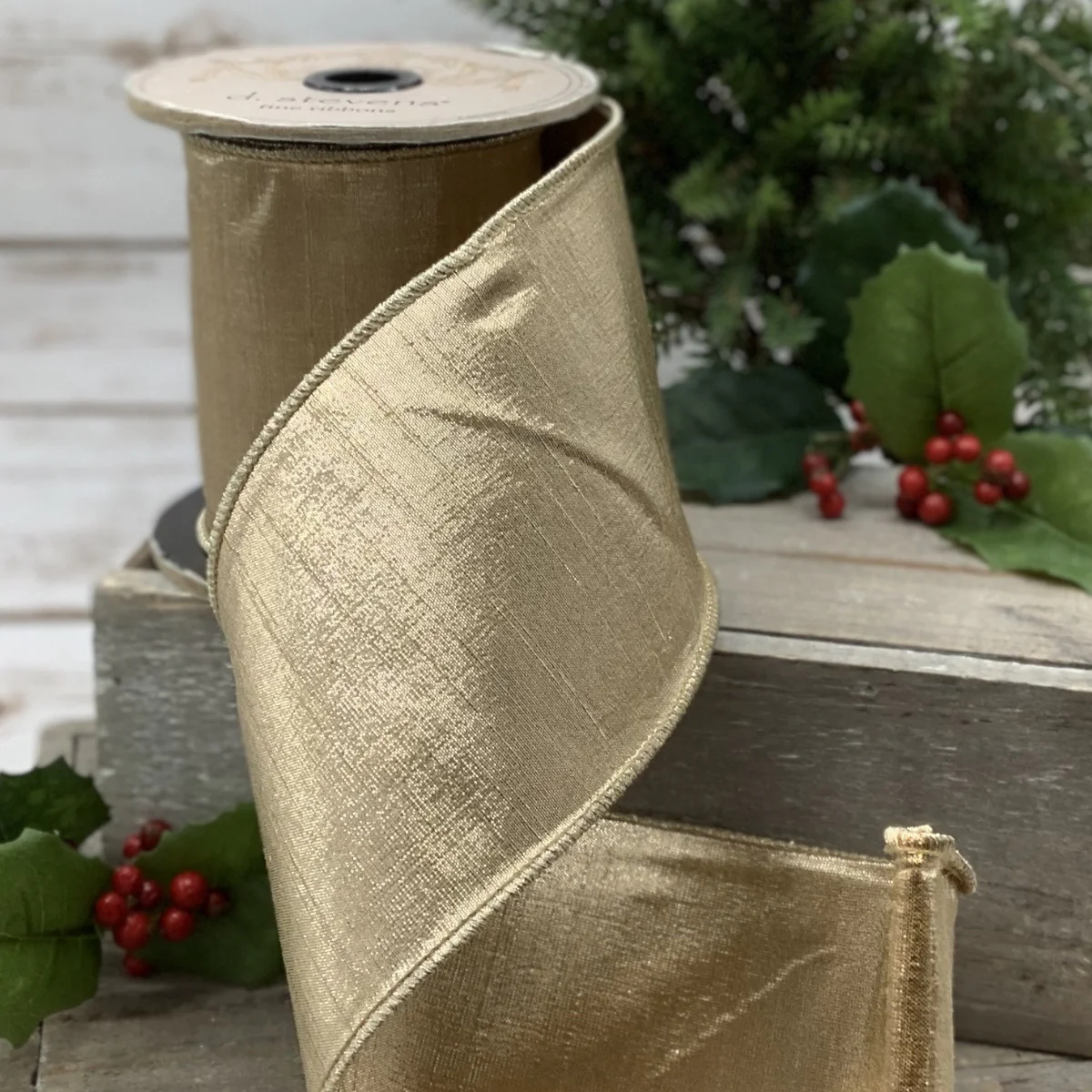 4" x 10yds Faux Metallic Dupion Ribbon - Image 4