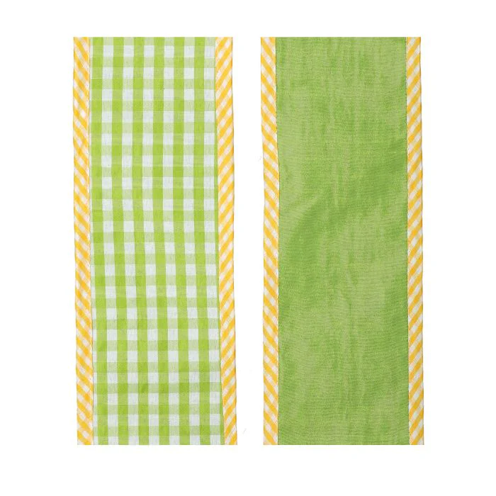 4”x5y Spring Gingham With Border Ribbon - Image 2