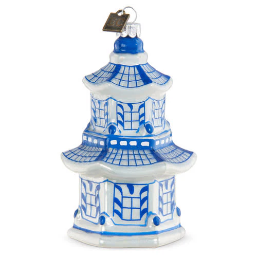 4.25" Pagoda Ornament - Blue