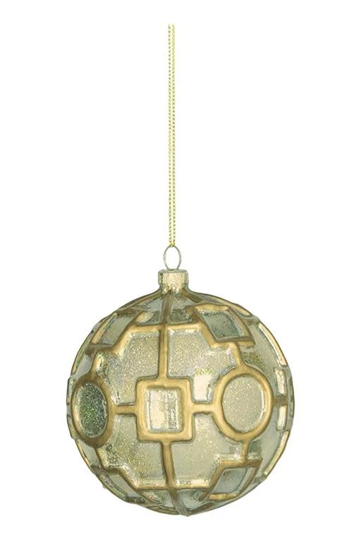 4.5” Gilded Mercury Ball Ornament, Glass