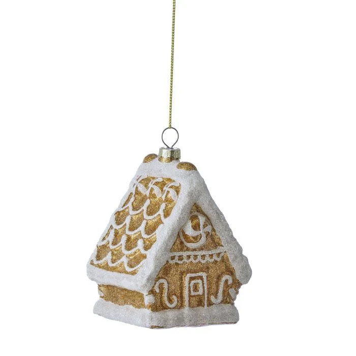 4.5" Glass Gingerbread House Ornament