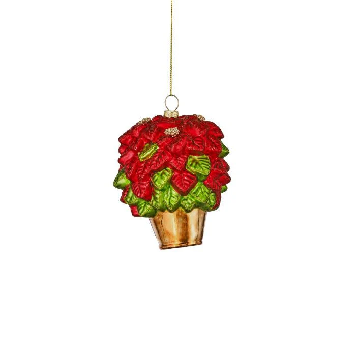 4.5" Glass Potted Poinsettia Ornament