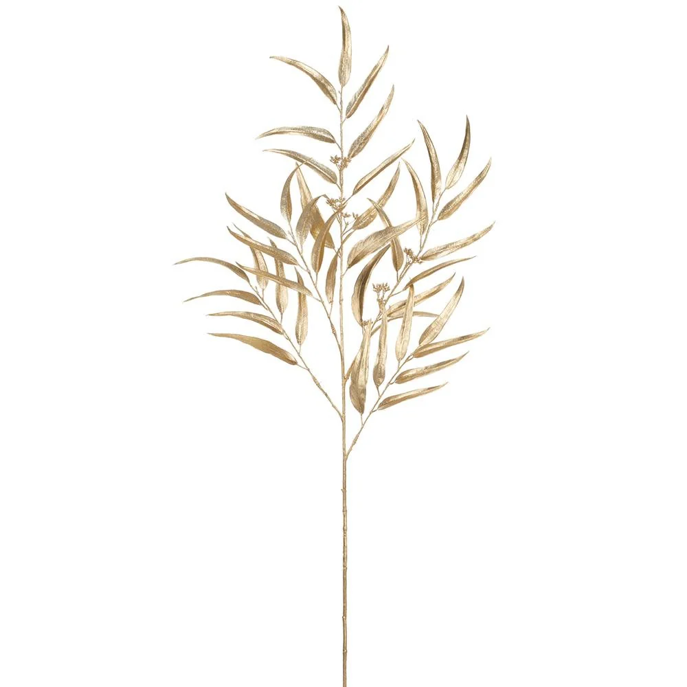 45" Metallic Eucalyptus Leaf Spray Gold