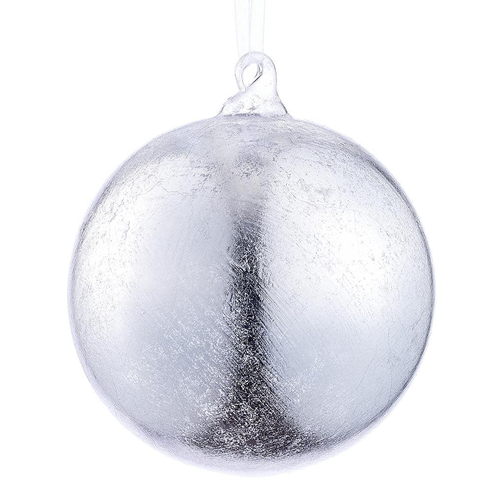 4.75” Glass Ball Ornament Silver