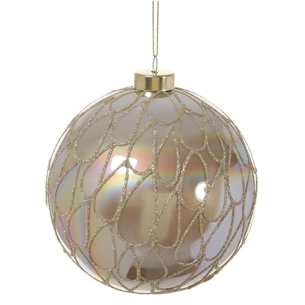 4.75” Glittered Glass Ball Ornament Gold