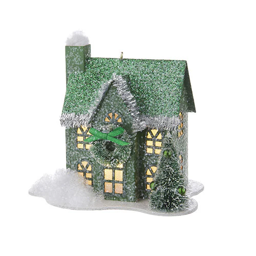 4.75" Lighted Paper House Ornament - Image 2