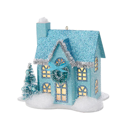 4.75" Lighted Paper House Ornament - Image 3