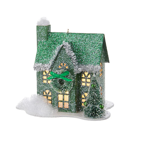 4.75" Lighted Paper House Ornament - Image 4