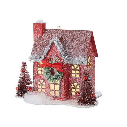 4.75" Lighted Paper House Ornament - Image 6