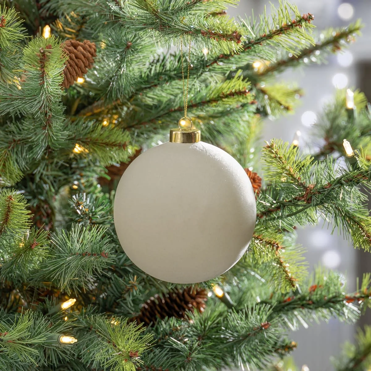 4.75" Taupe Flocked Ornament - Image 2