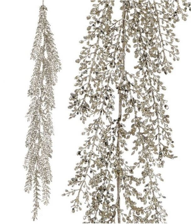 48" Glitter/Sequin Artemesia Garland-Platinum - Image 2