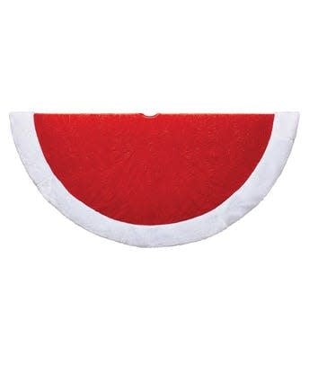 48" Red and White Etched Velvet Tree Skirt