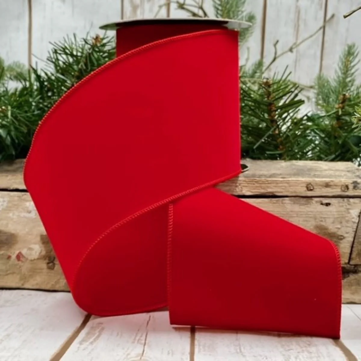 4"x 10yds Velvet Double Sided - Red
