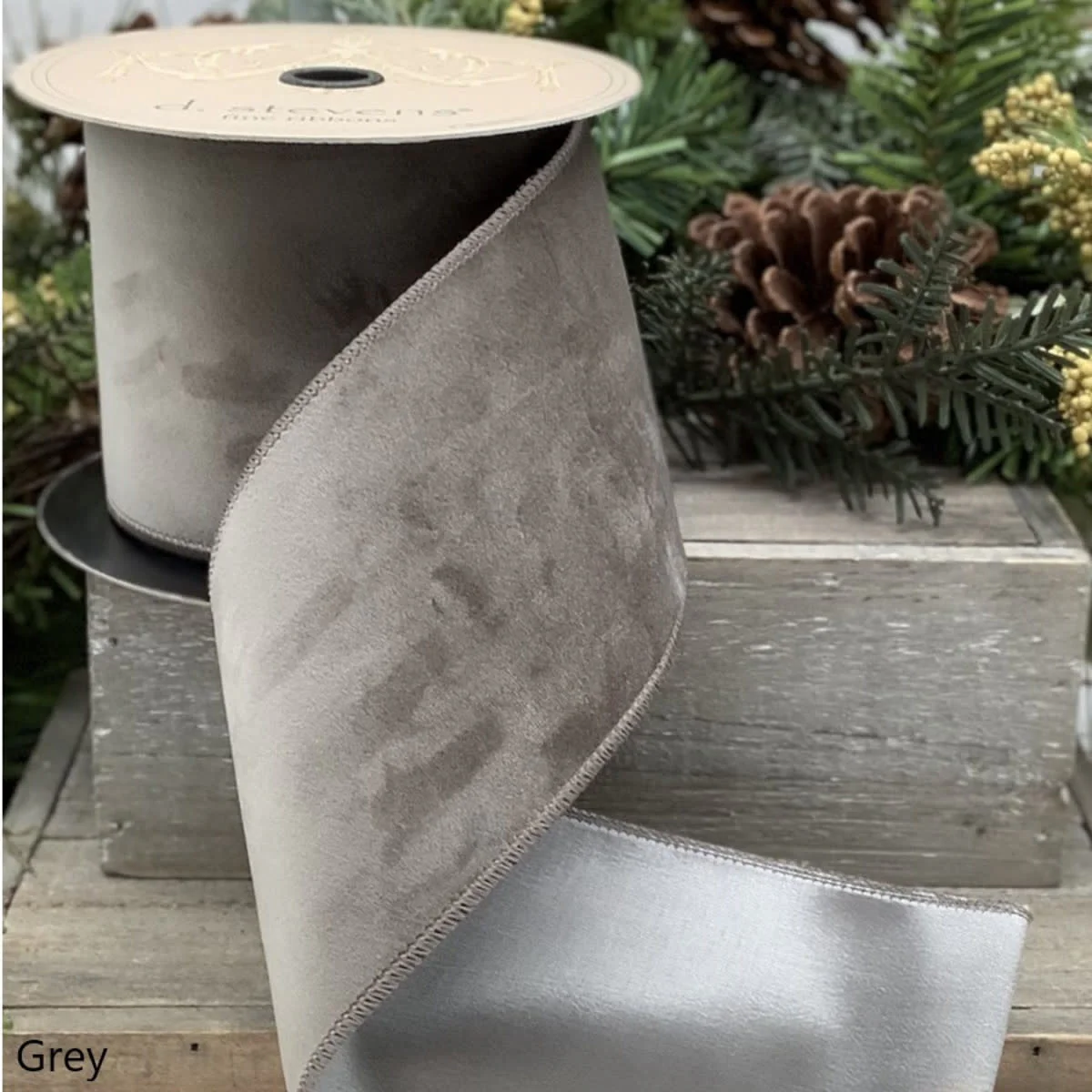 4"x 10yds Velvet Taffeta - Grey