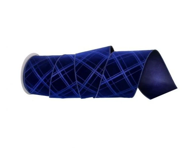 4"X10y Embossed Plaid Velvet Wired Ribbon - Image 3