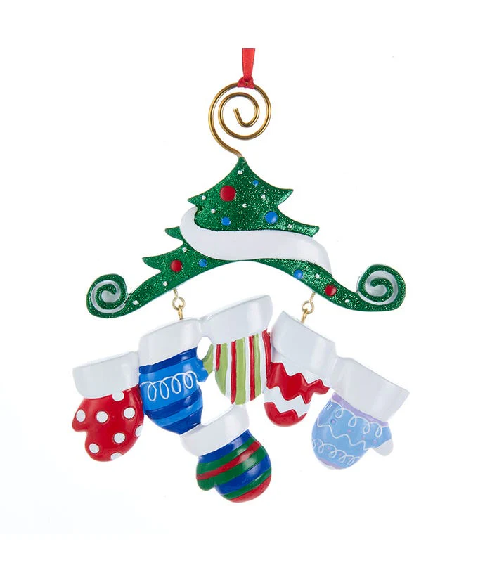 5.12" Mitten Family Of 6 Ornament