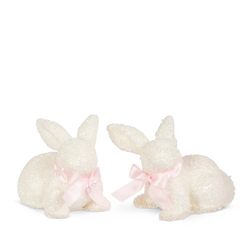5.5” White Glitter Bunny