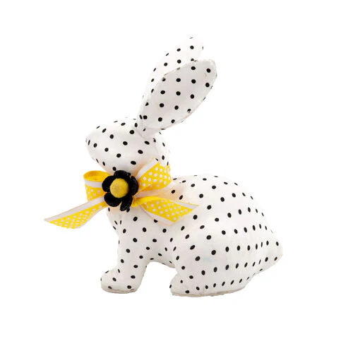 5.5in White Rabbit With Blk Polka Dot Bunny Min/6