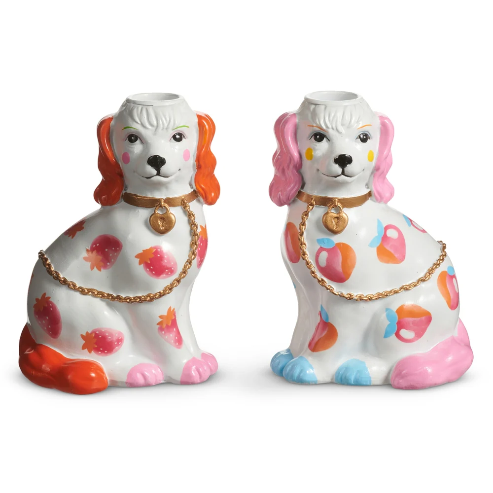 5.75" Dog Candle Holder with Fruit Motif - Sold Individually