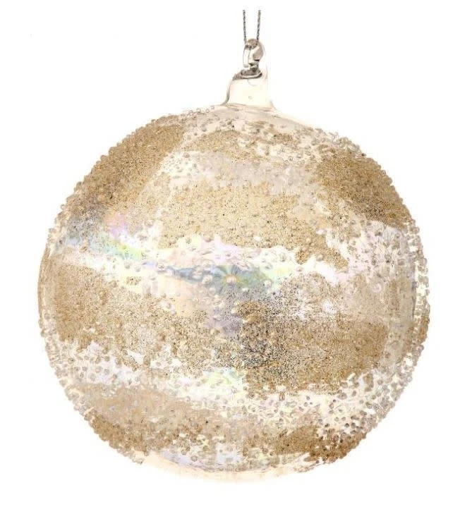 5” Glass Dimpled Beaded Ball Ornament