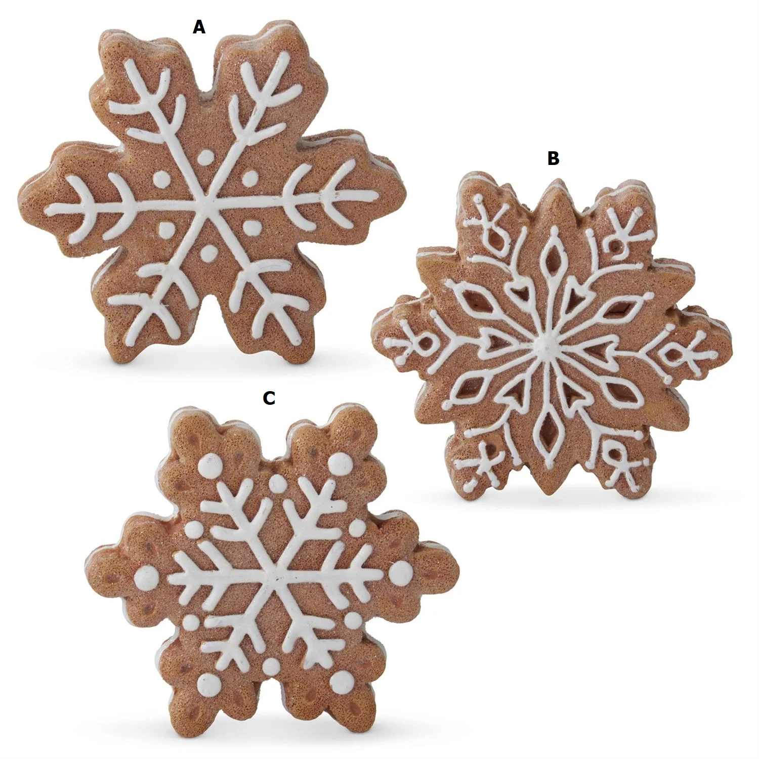 5 Inch Resin Gingerbread Snowflakes w/White Icing Outline - Sold Individually