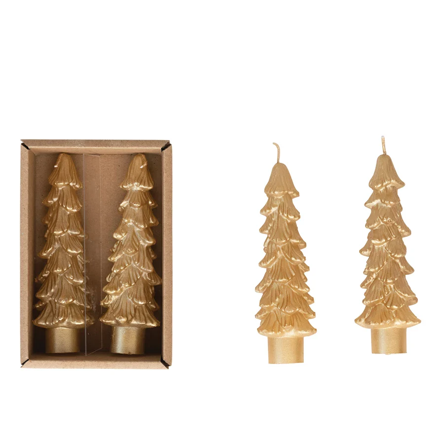 5"H Unscented Tree Shaped Taper Candles - Image 4