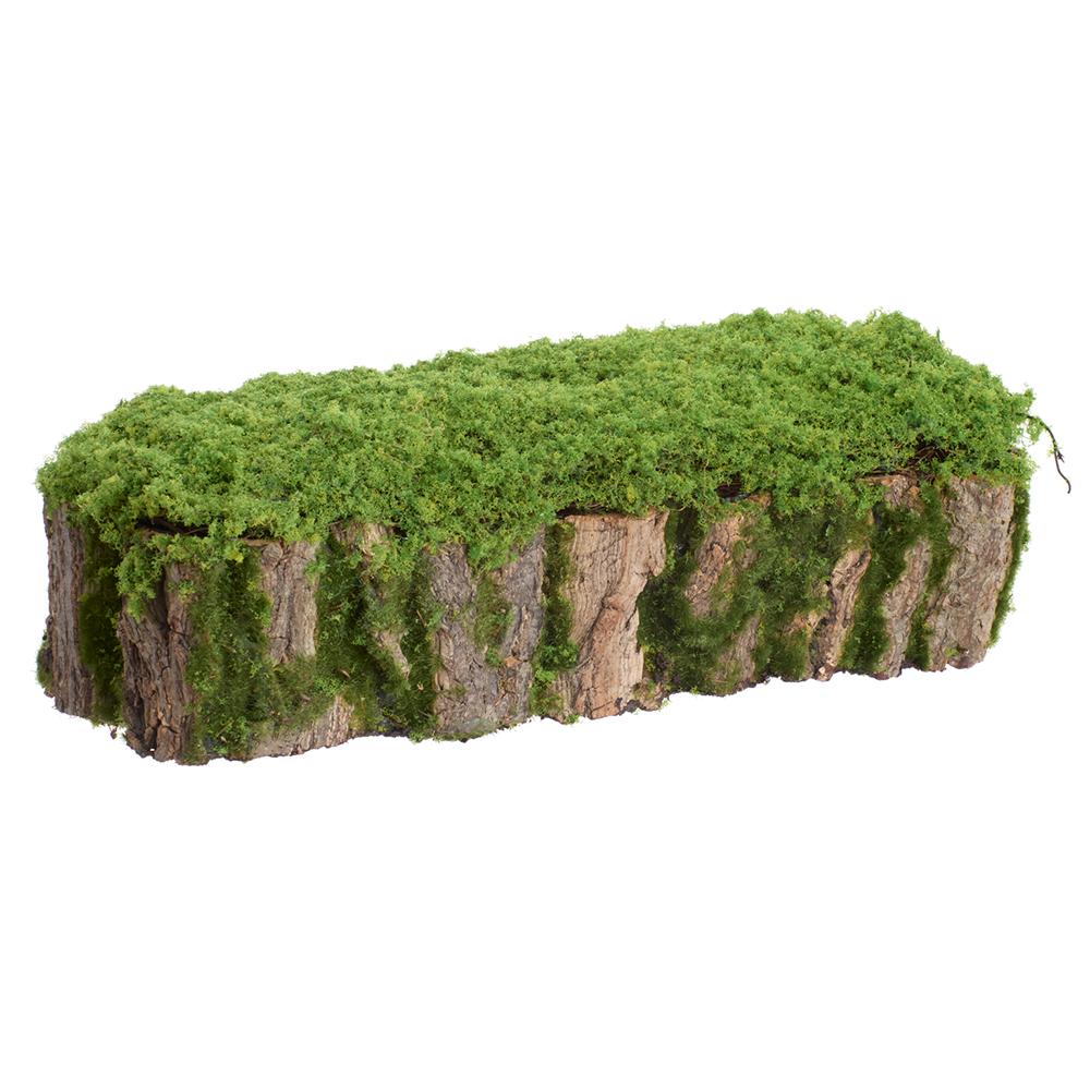 5"Hx17"L Moss Stump  Green