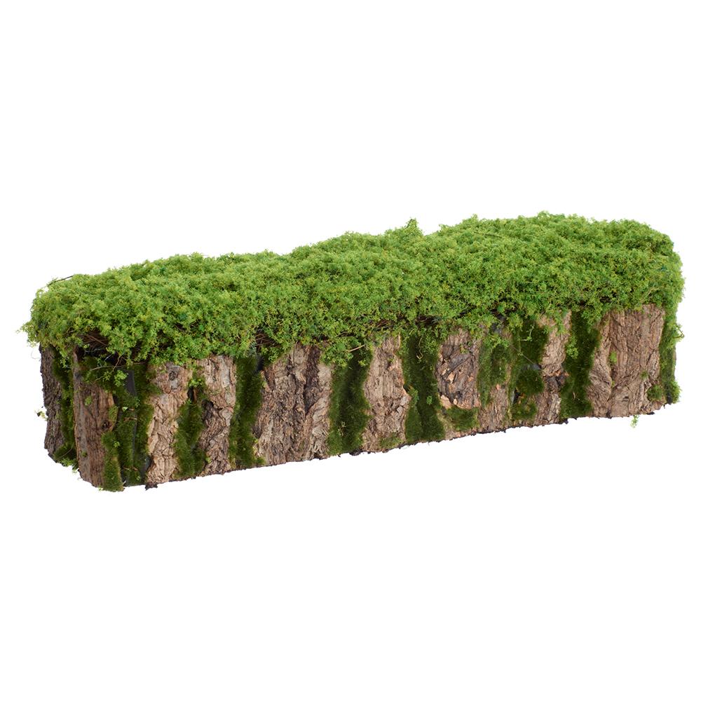 5"Hx21"L Moss Stump  Green