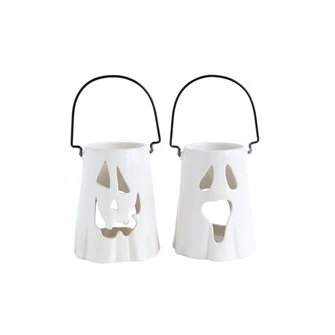 6-1/2"H Ceramic Ghost Lantern