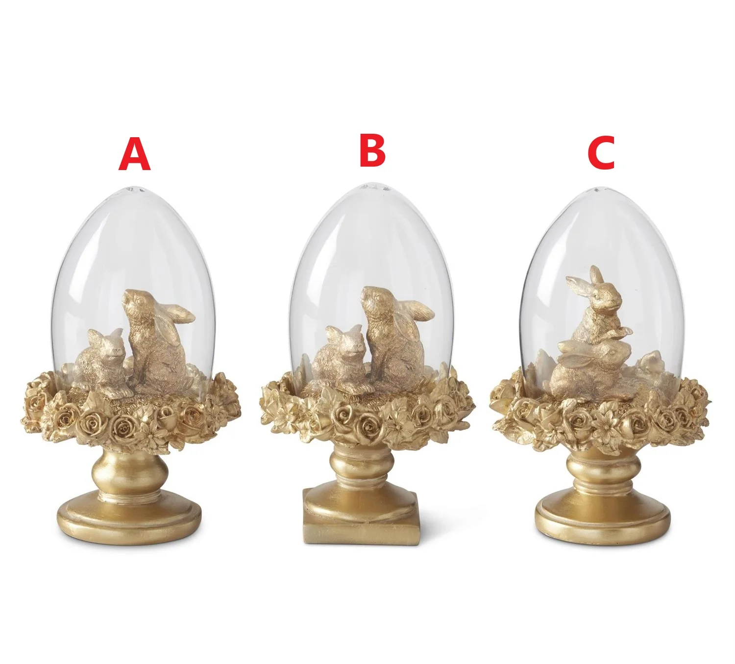 6.25 Inch Gold Resin Easter Bunny Egg Cloche Topiary - Sold Individually